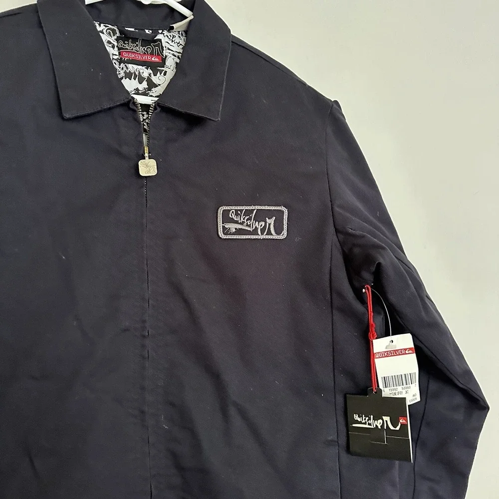 Quicksilver Black Full Zip Jacket Boys M Pockets Polyester Slightly‎ With Tags